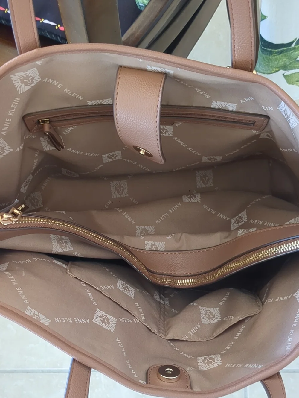 Anne Klein Cream, Tan and Brown Two-Tone Tote